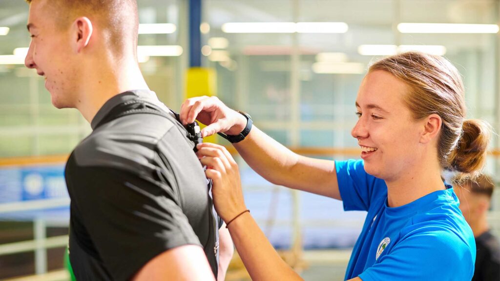 Sports Student on placement with Wigan Athletic working with player Charlie Hughes.